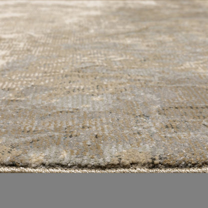 8' Gray And Ivory Abstract Runner Rug