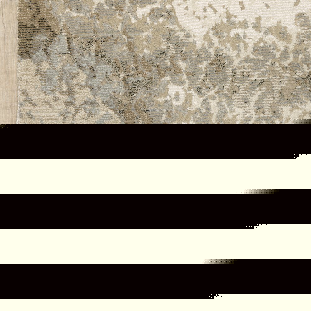8' Gray And Ivory Abstract Runner Rug
