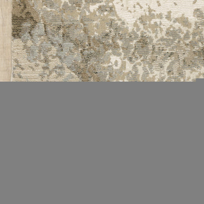 8' Gray And Ivory Abstract Runner Rug