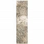 12' Gray Beige And Ivory Abstract Runner Rug
