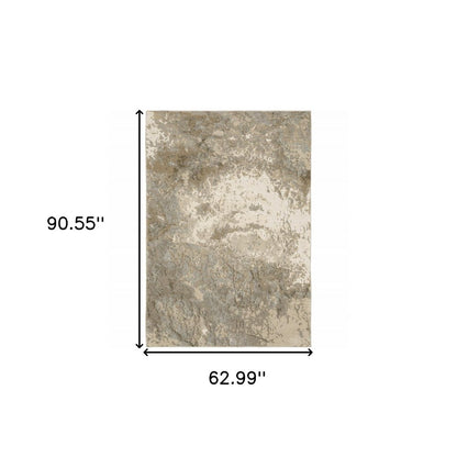 5' X 7' Gray and Ivory Abstract Power Loom Area Rug