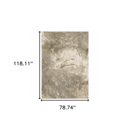 7' X 10' Gray and Ivory Abstract Power Loom Area Rug