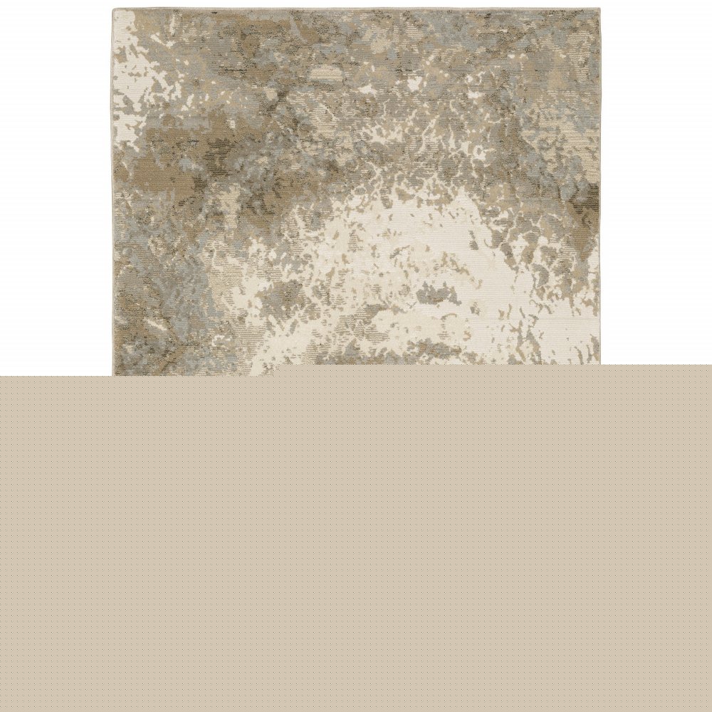 7' X 10' Gray and Ivory Abstract Power Loom Area Rug