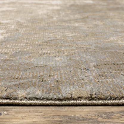 7' X 10' Gray and Ivory Abstract Power Loom Area Rug