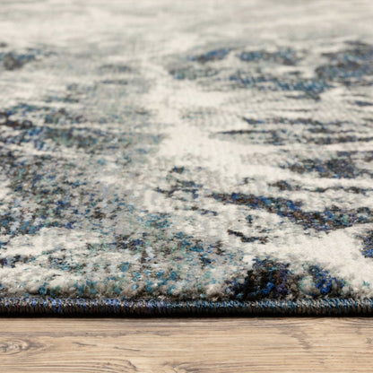 8' Gray Abstract Runner Rug