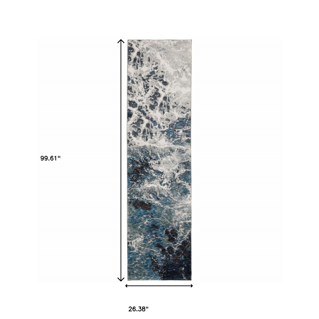 8' Gray Abstract Runner Rug
