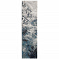 12' Gray Teal And Green Abstract Runner Rug
