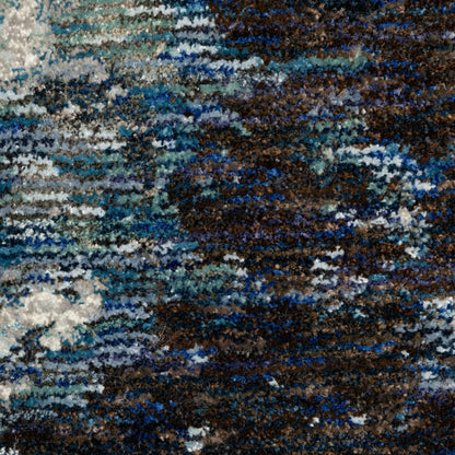 12' Gray Teal And Green Abstract Runner Rug