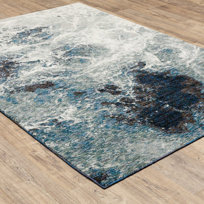 7' X 10' Gray Abstract Power Loom Area Rug