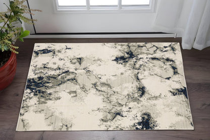 2' X 3' Gray and Black Abstract Power Loom Area Rug