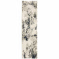 8' Gray And Black Abstract Runner Rug