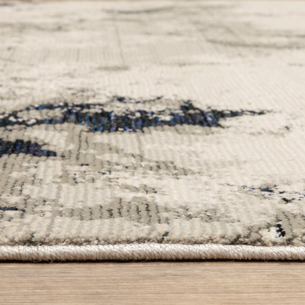 8' Gray And Black Abstract Runner Rug