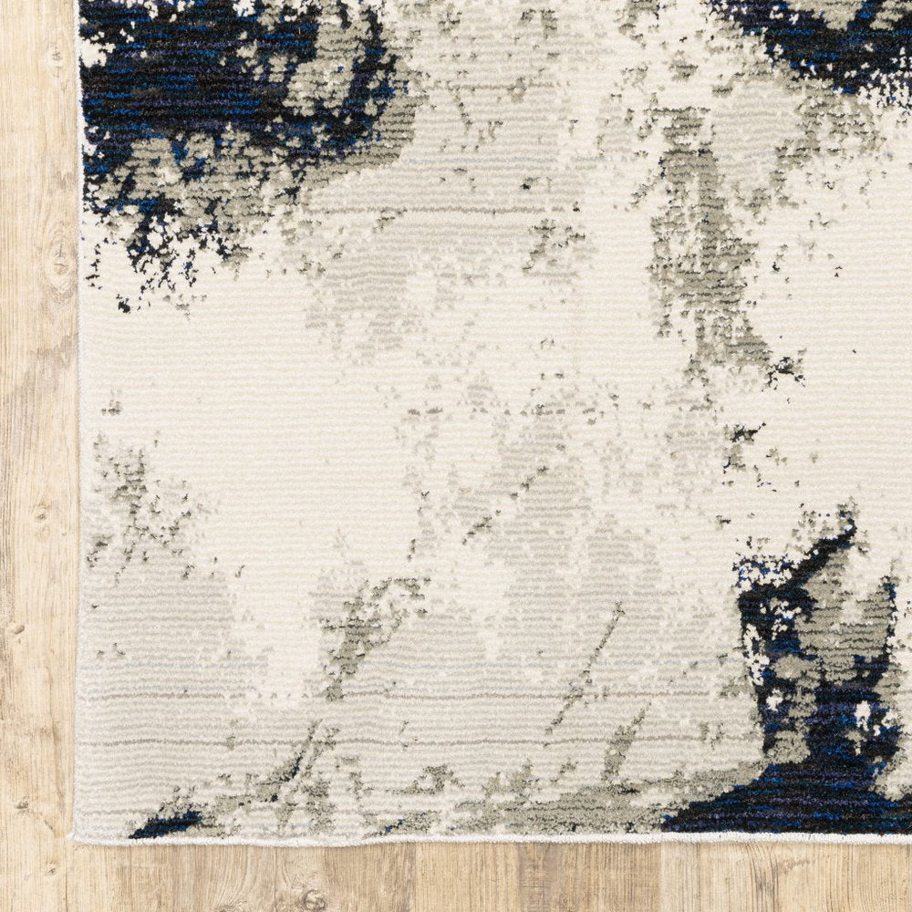 8' Gray And Black Abstract Runner Rug