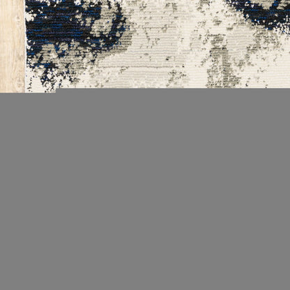 8' Gray And Black Abstract Runner Rug