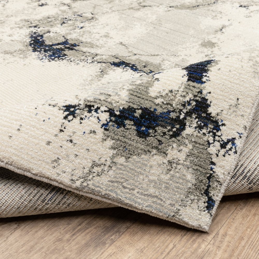 8' Gray And Black Abstract Runner Rug