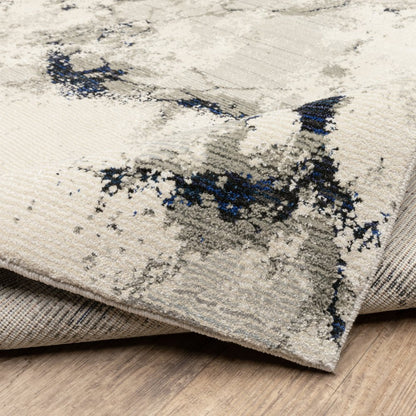 8' Gray And Black Abstract Runner Rug