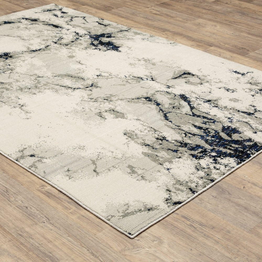 5' X 7' Gray and Black Abstract Power Loom Area Rug