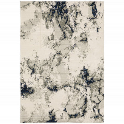 7' X 10' Gray and Black Abstract Power Loom Area Rug