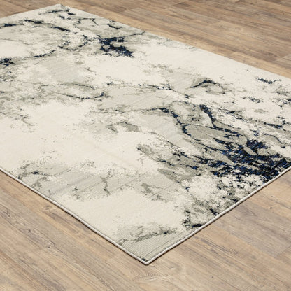 7' X 10' Gray and Black Abstract Power Loom Area Rug