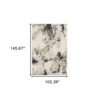 9' X 12' Gray and Black Abstract Power Loom Area Rug