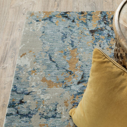 8' Gray And Ivory Abstract Runner Rug