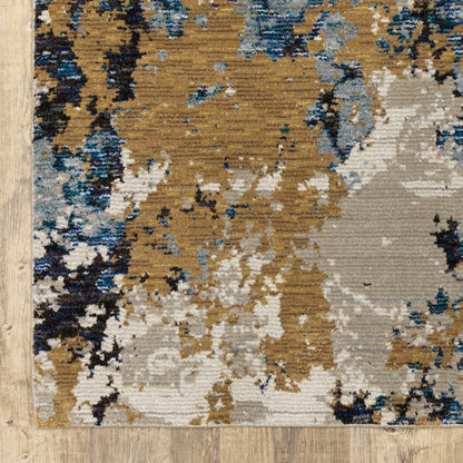 8' Gray And Ivory Abstract Runner Rug