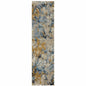 12' Gold Gray And Ivory Abstract Runner Rug