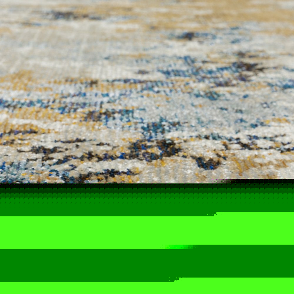 12' Gold Gray And Ivory Abstract Runner Rug