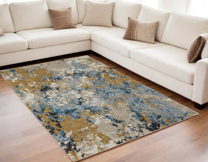 5' X 7' Gray and Ivory Abstract Power Loom Area Rug