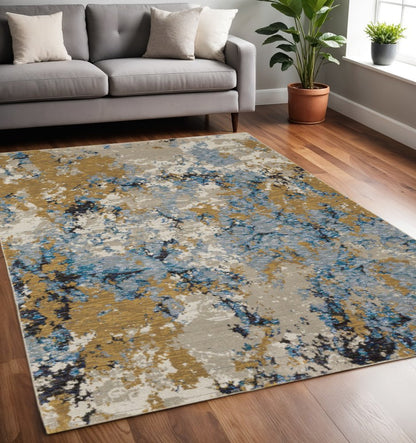 5' X 7' Gray and Ivory Abstract Power Loom Area Rug