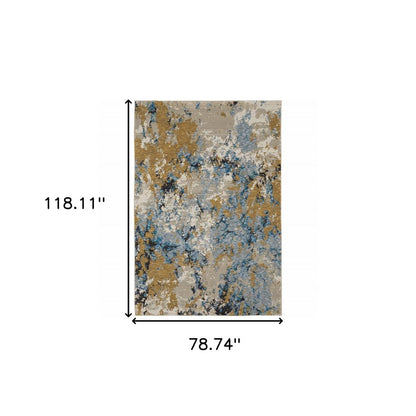 7' X 10' Gray and Ivory Abstract Power Loom Area Rug