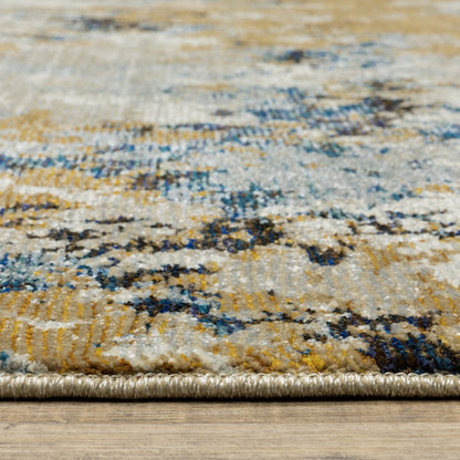 7' X 10' Gray and Ivory Abstract Power Loom Area Rug