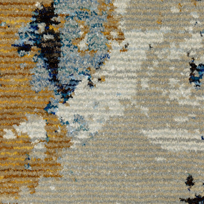 7' X 10' Gray and Ivory Abstract Power Loom Area Rug