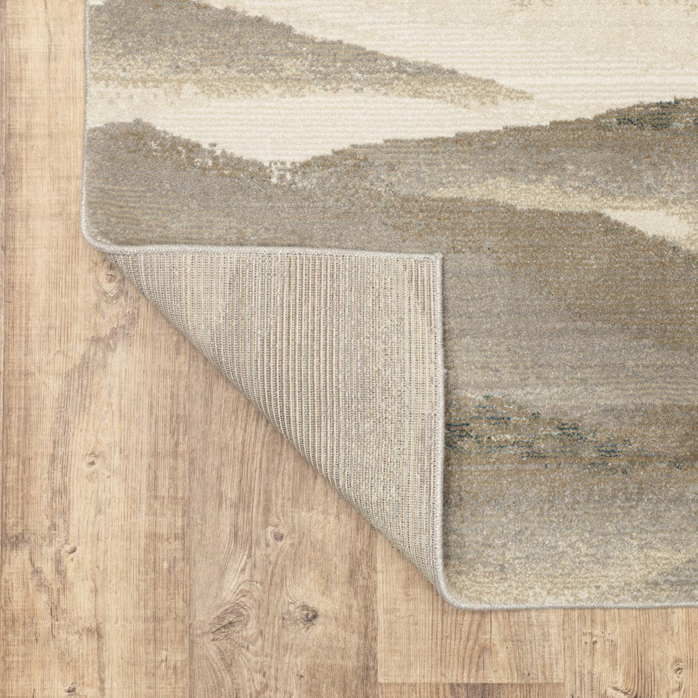 12' Gray Blue And Teal Abstract Runner Rug