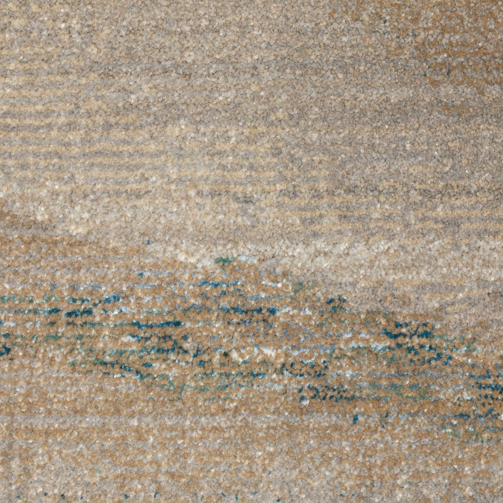 12' Gray Blue And Teal Abstract Runner Rug