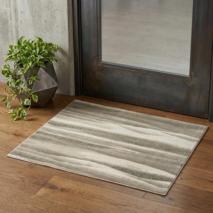 3' X 5' Blue and Gray Abstract Power Loom Area Rug
