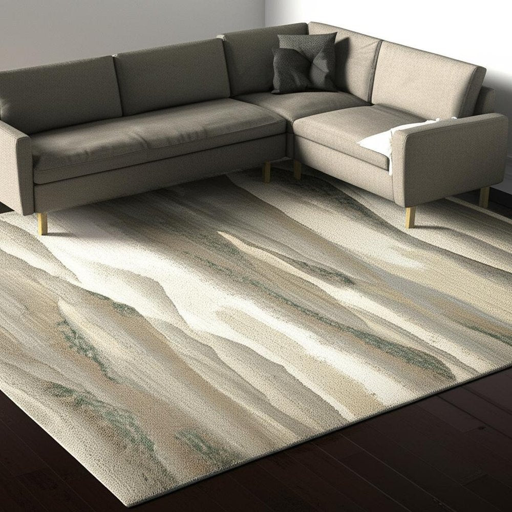 5' X 7' Blue and Gray Abstract Power Loom Area Rug
