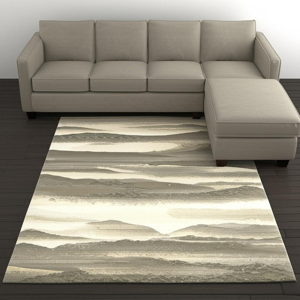 7' X 10' Blue and Gray Abstract Power Loom Area Rug