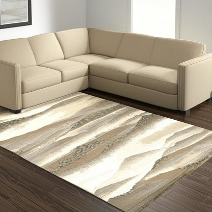 8' X 11' Blue and Gray Abstract Power Loom Area Rug