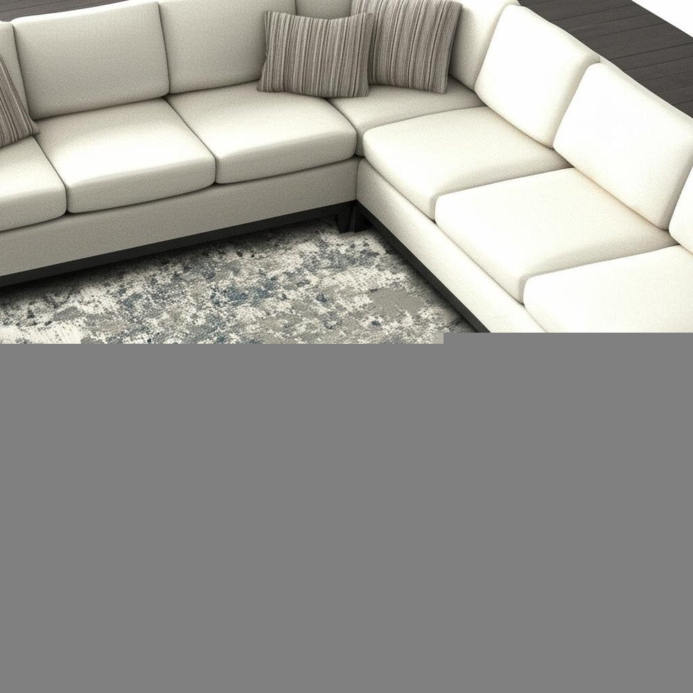 10' X 13' Blue and Beige Abstract Power Loom Area Rug