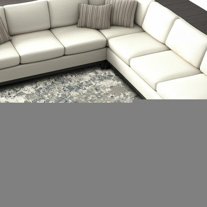 10' X 13' Blue and Beige Abstract Power Loom Area Rug