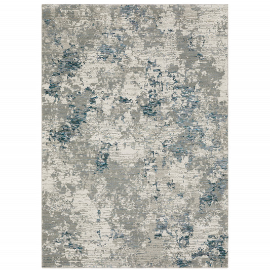 2' X 3' Blue and Beige Abstract Power Loom Area Rug