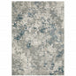 2' X 3' Blue and Beige Abstract Power Loom Area Rug