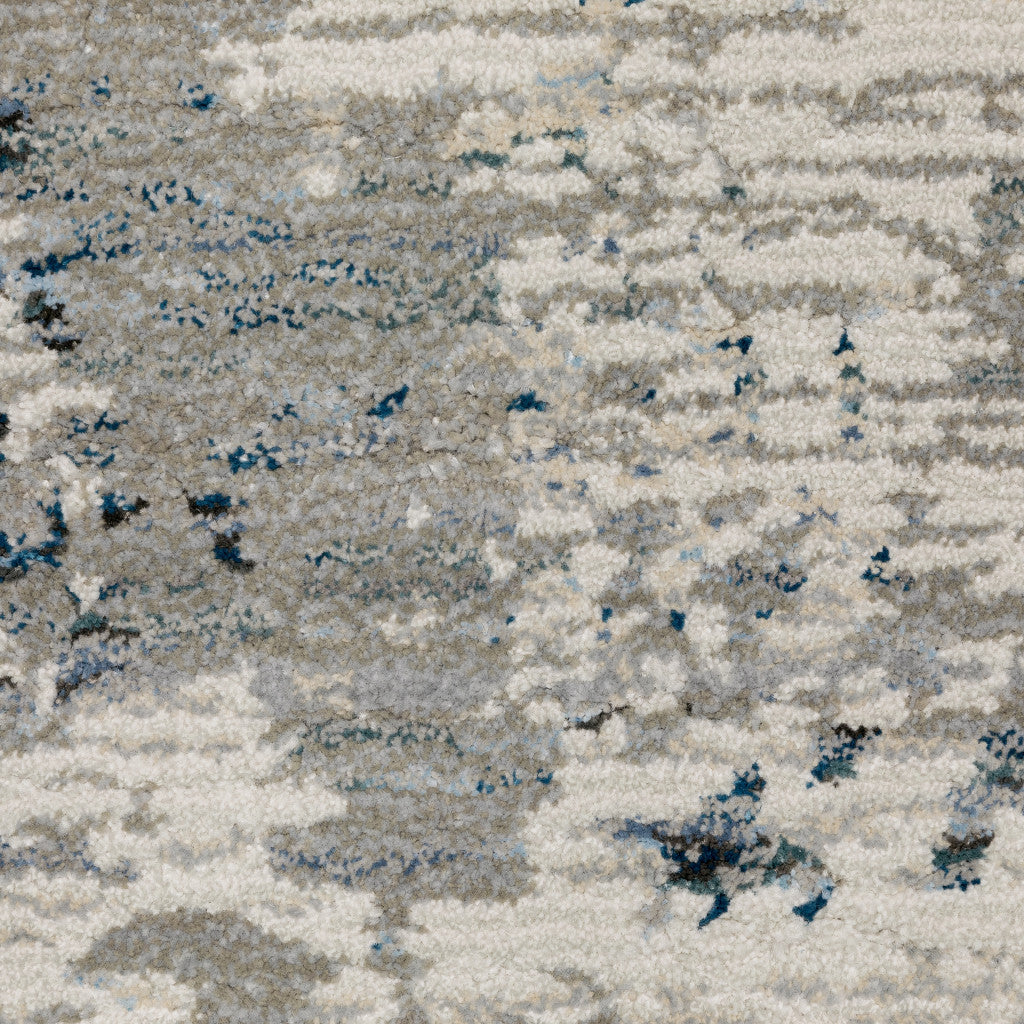 2' X 3' Blue and Beige Abstract Power Loom Area Rug