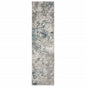 8' Blue And Beige Abstract Runner Rug