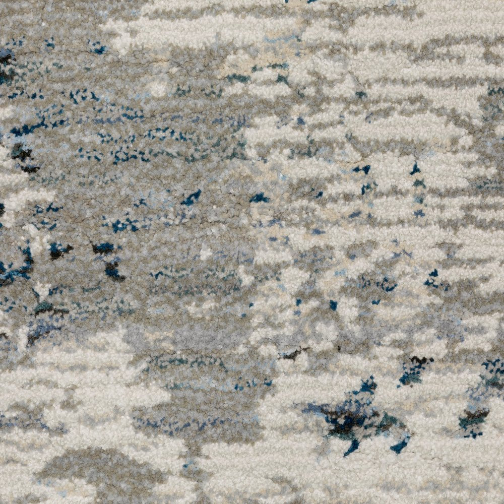 8' Blue And Beige Abstract Runner Rug