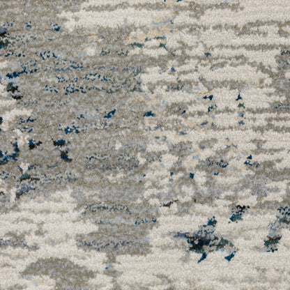8' Blue And Beige Abstract Runner Rug