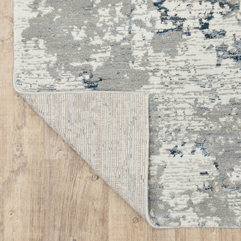 12' Blue Beige And Teal Abstract Runner Rug