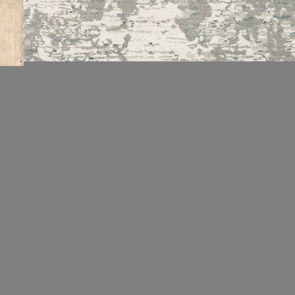 12' Blue Beige And Teal Abstract Runner Rug