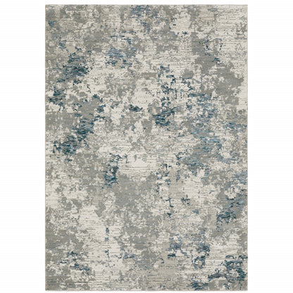 3' X 5' Blue and Beige Abstract Power Loom Area Rug